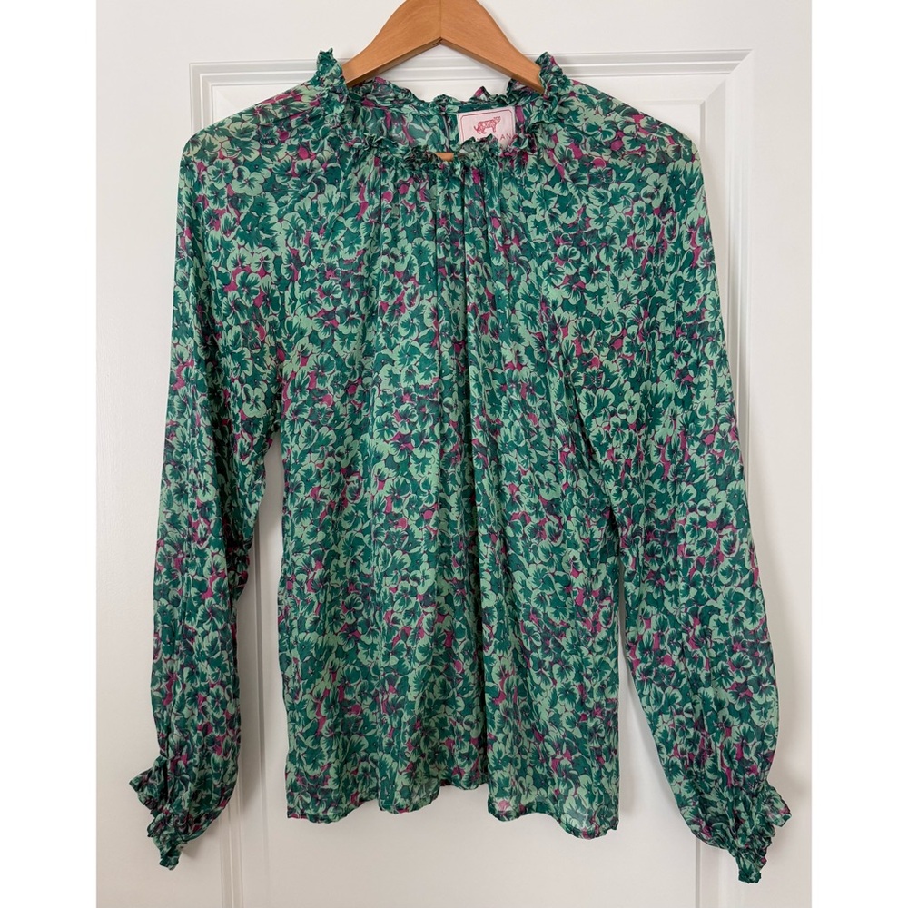 Banjanan Long Sleeve Floral Silk Blouse